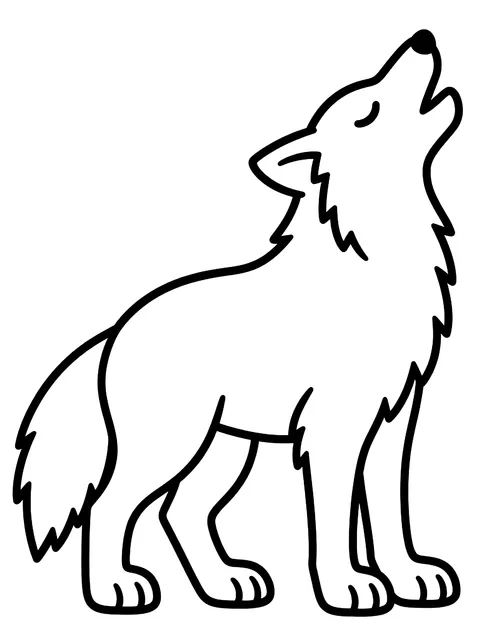 Easy Simple wolf howling coloring page