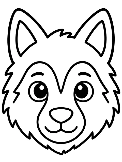 Easy Wolf face outline coloring page