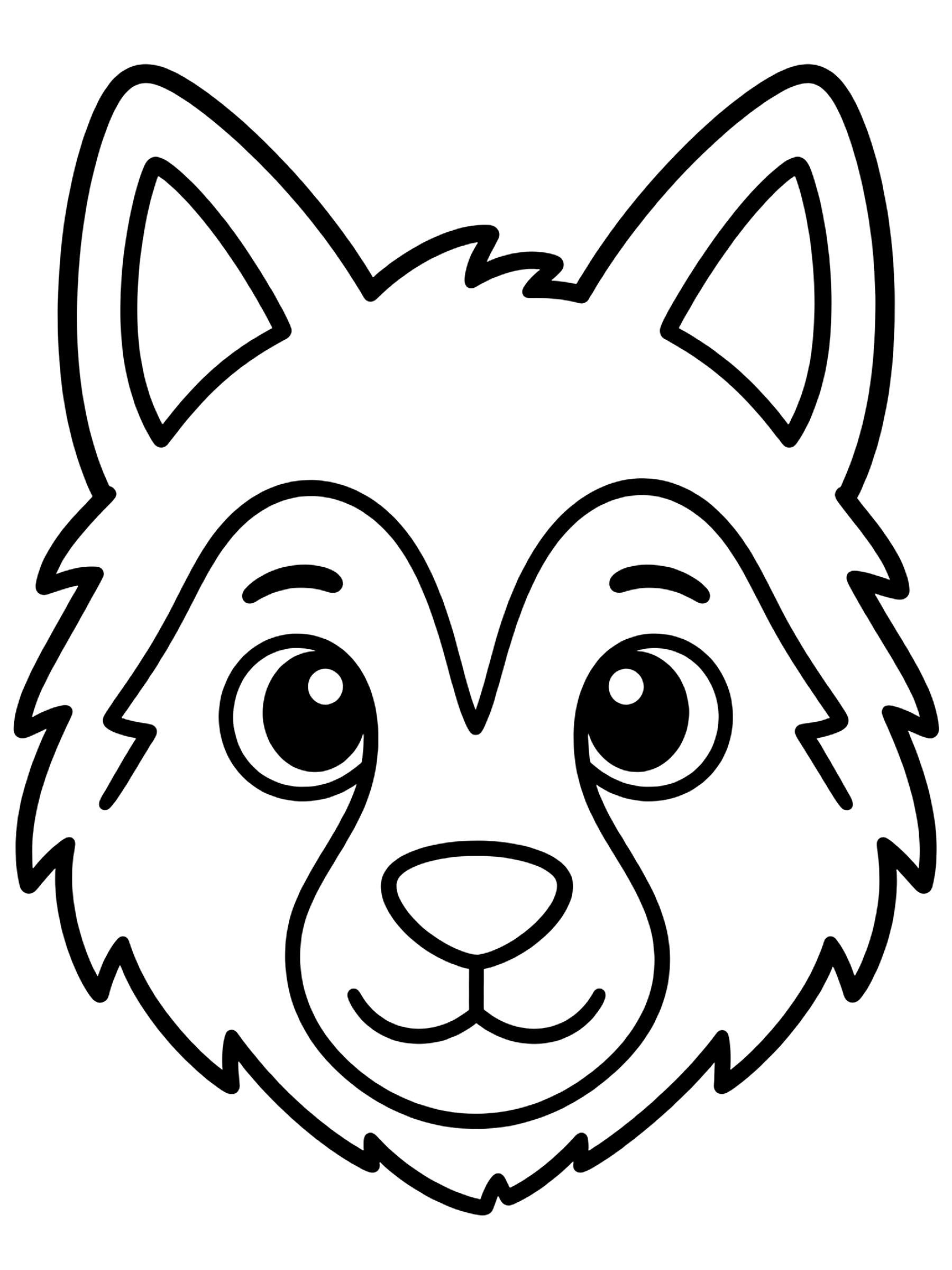 Easy Wolf face outline coloring page