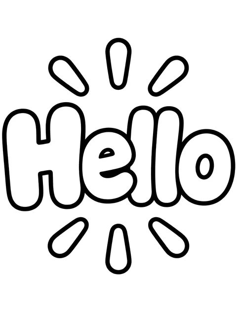 Easy Hello in bubble letters coloring page