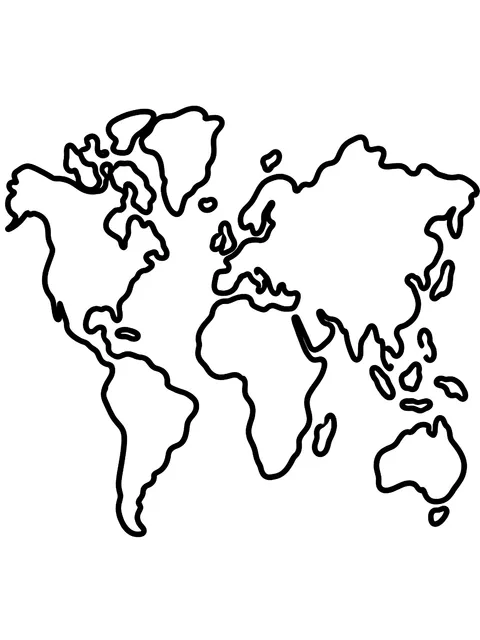 Easy Blank world map coloring page