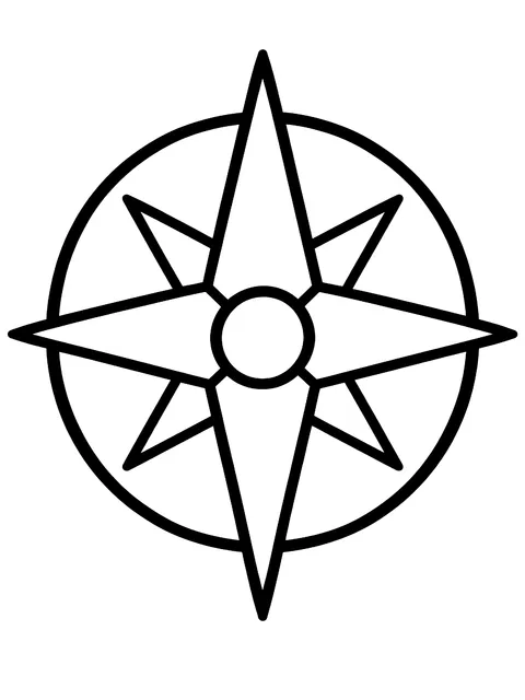 Easy Compass rose coloring page