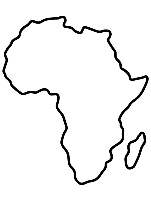 Easy Africa continent map coloring page