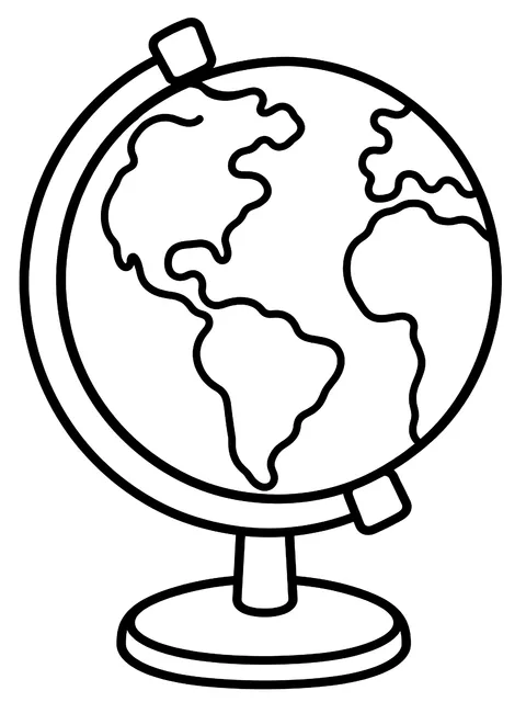 Easy Globe on a stand coloring page